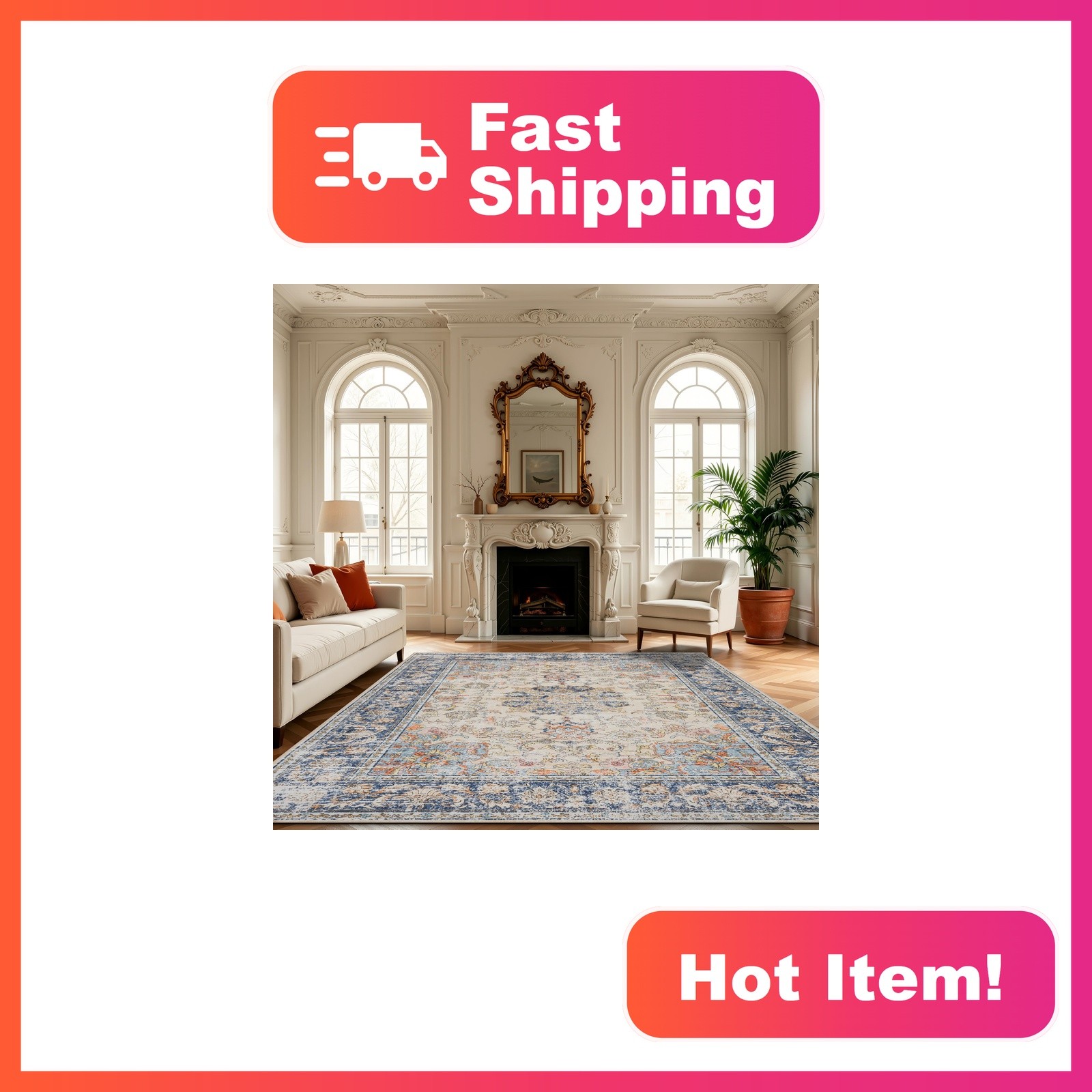 Ruaruarug Navy Brown Area Rug 8’x10′