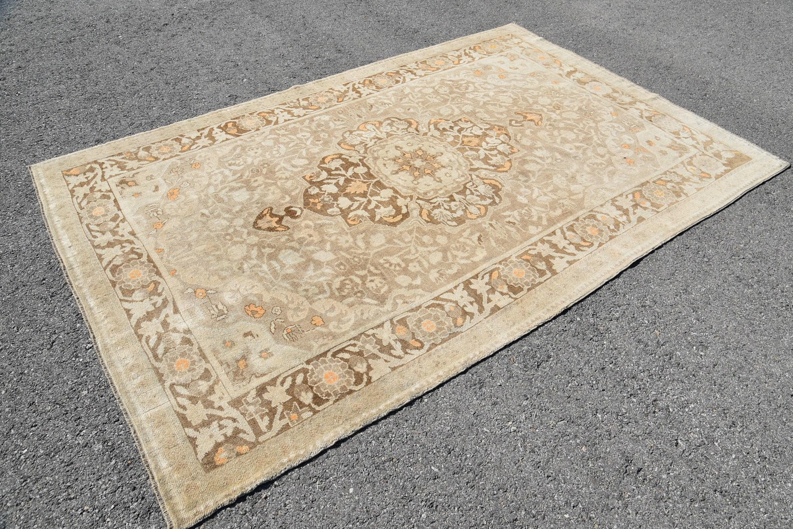 5,6×8,6 ft Large Vintage Rug, Turkish Rug, Beige Brown Oriental Wool Rug