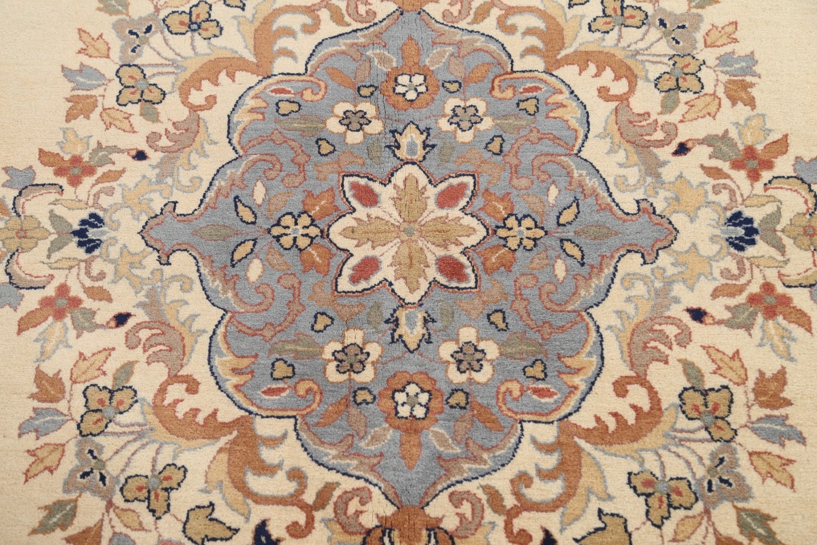 8×10 IVORY Aubusson Chinese Area Rug Hand-knotted Vegetable Dye Medallion Carpet