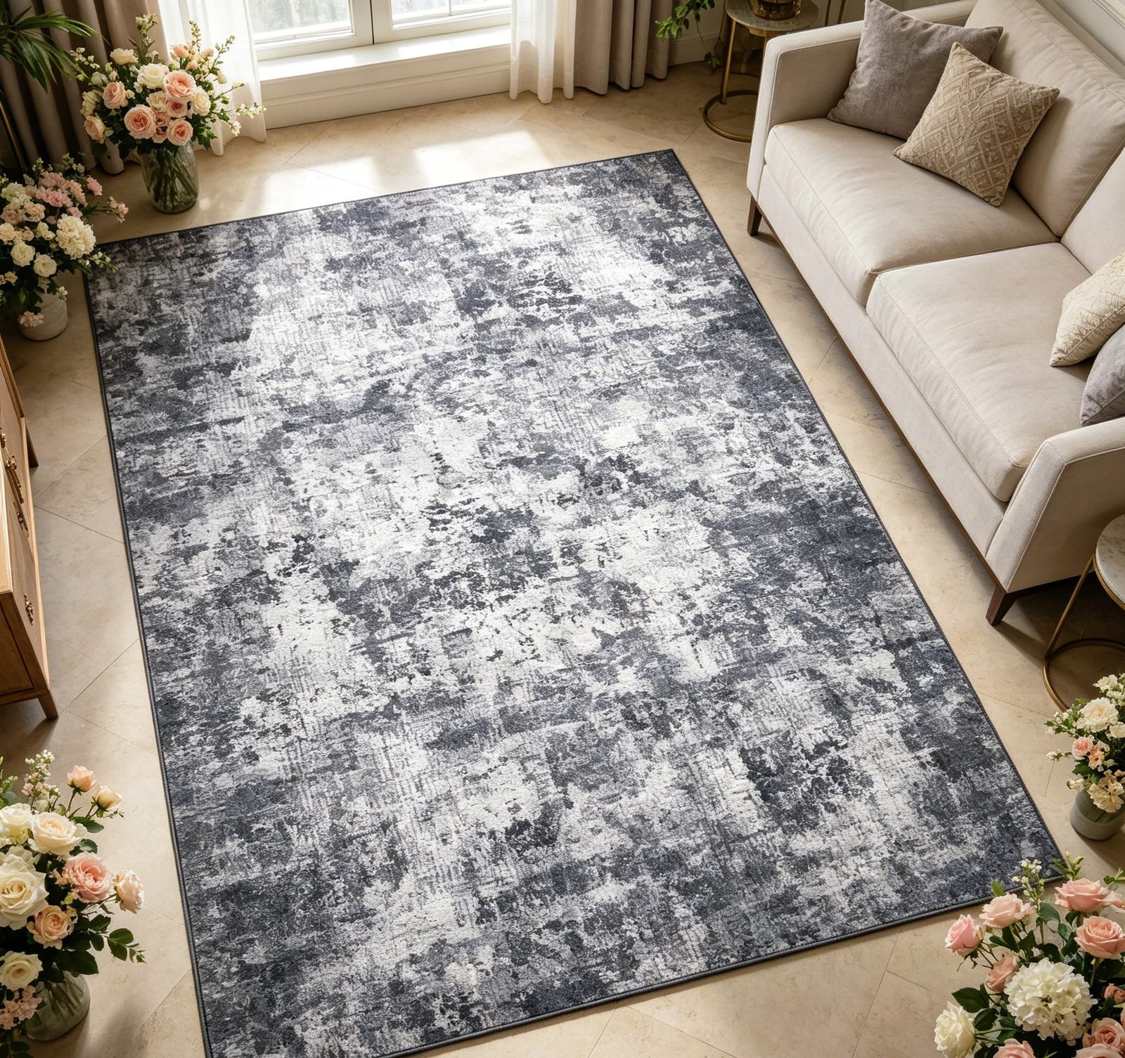 Modern Abstract 2×6 in Runner Rug Washable Living Dining Bedroom Nursery Office