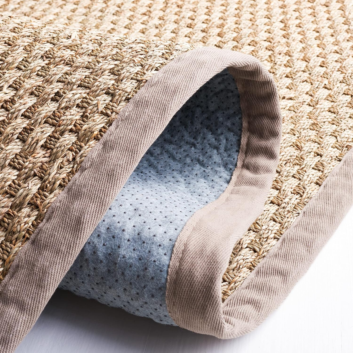 Area Rug 6′ Square – Natural Fiber Collection – Natural & Grey, Seagrass, Basket