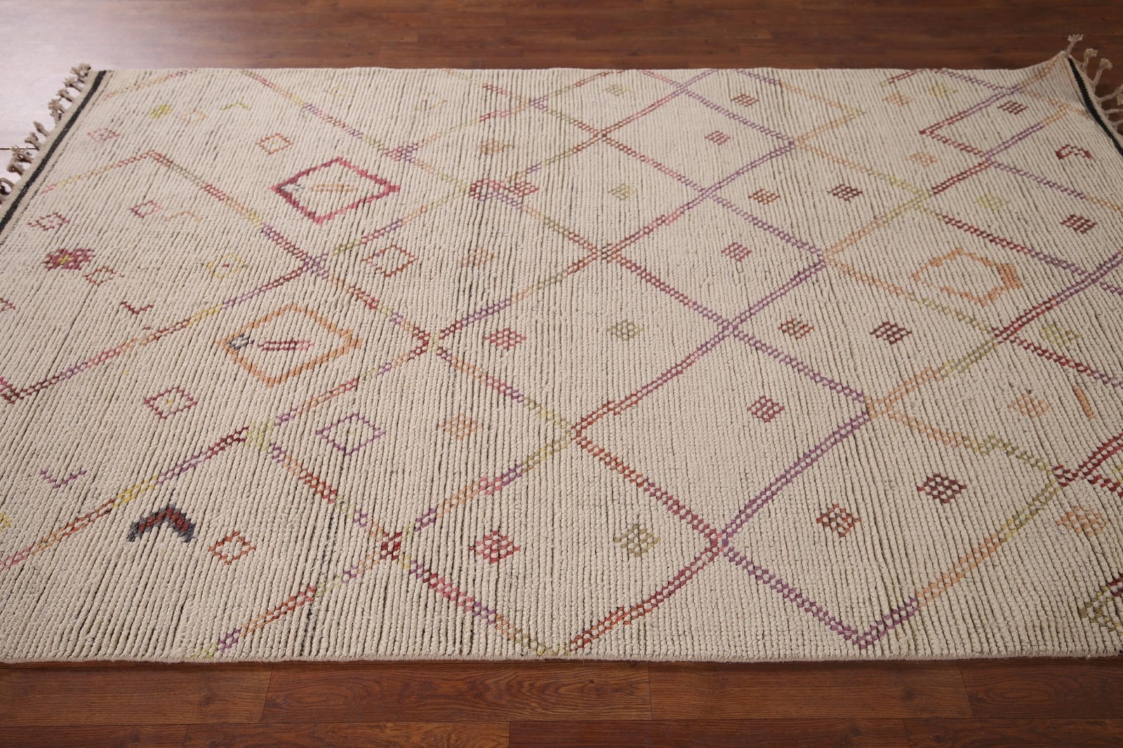 Trellis Moroccan Area Rug 5×9 Hand-knotted Wool Oriental Carpet for Any Room