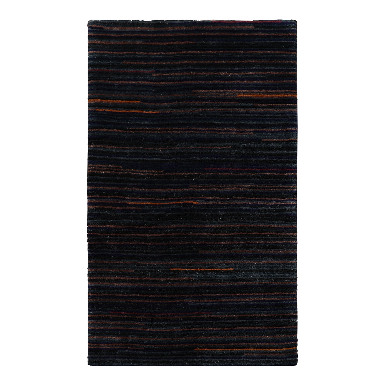 3’1”x5’2” Hand Knotted Wool Navy Tibetan Modern & Contemporary Plush Pile Rug