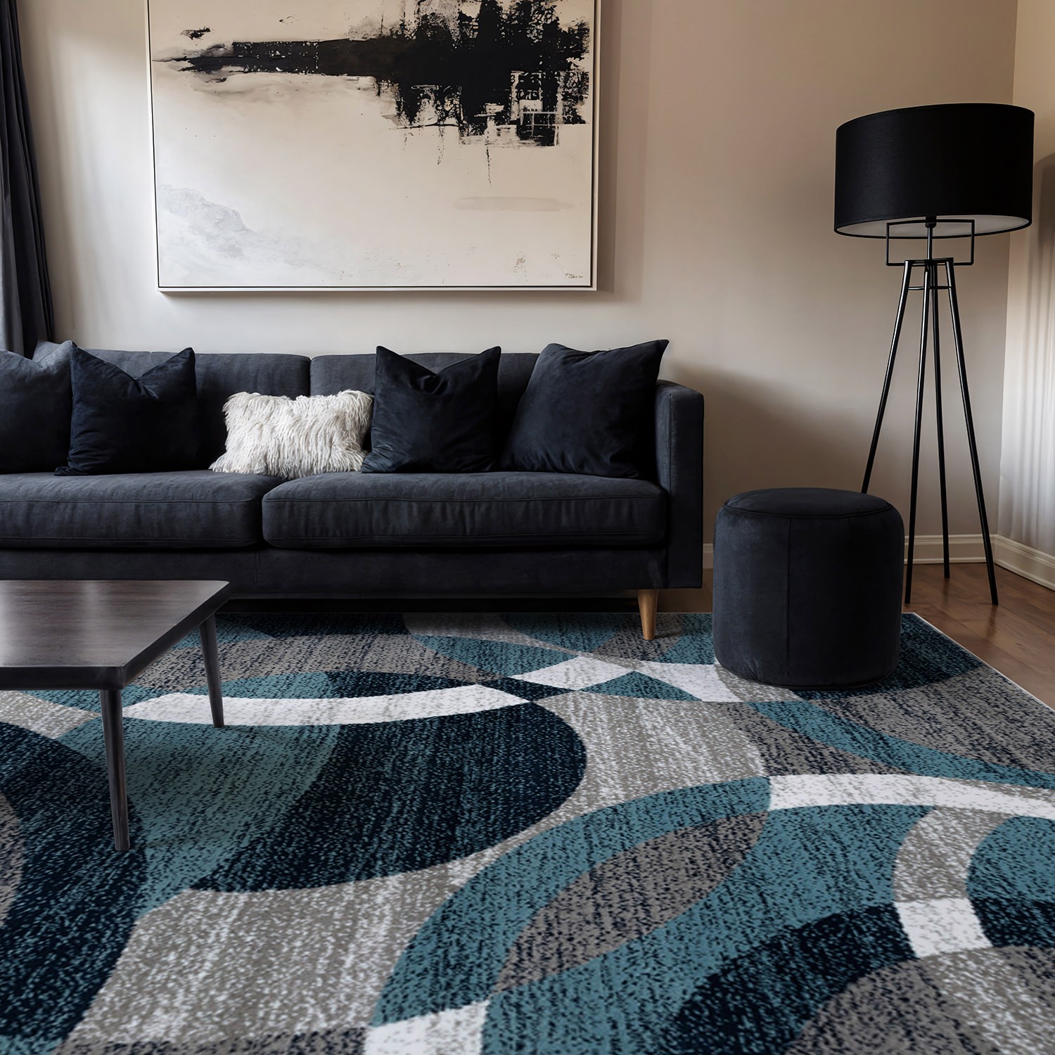 Rugshop Area Rug Geometric Circles Rugs for Dining Room Living Room Rugs 8×10