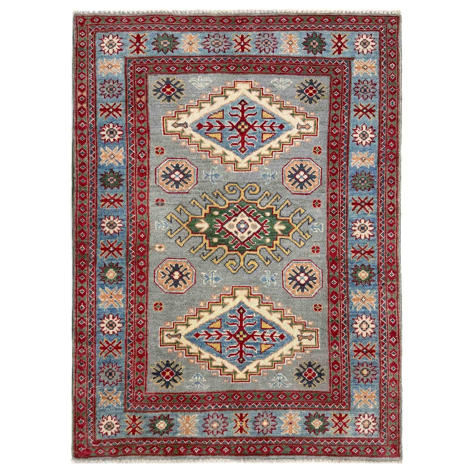 Classic Multicolored Hand Made Rugs 3’3″x4’10” Ft Afghan Kazak Tribal Rug R37503