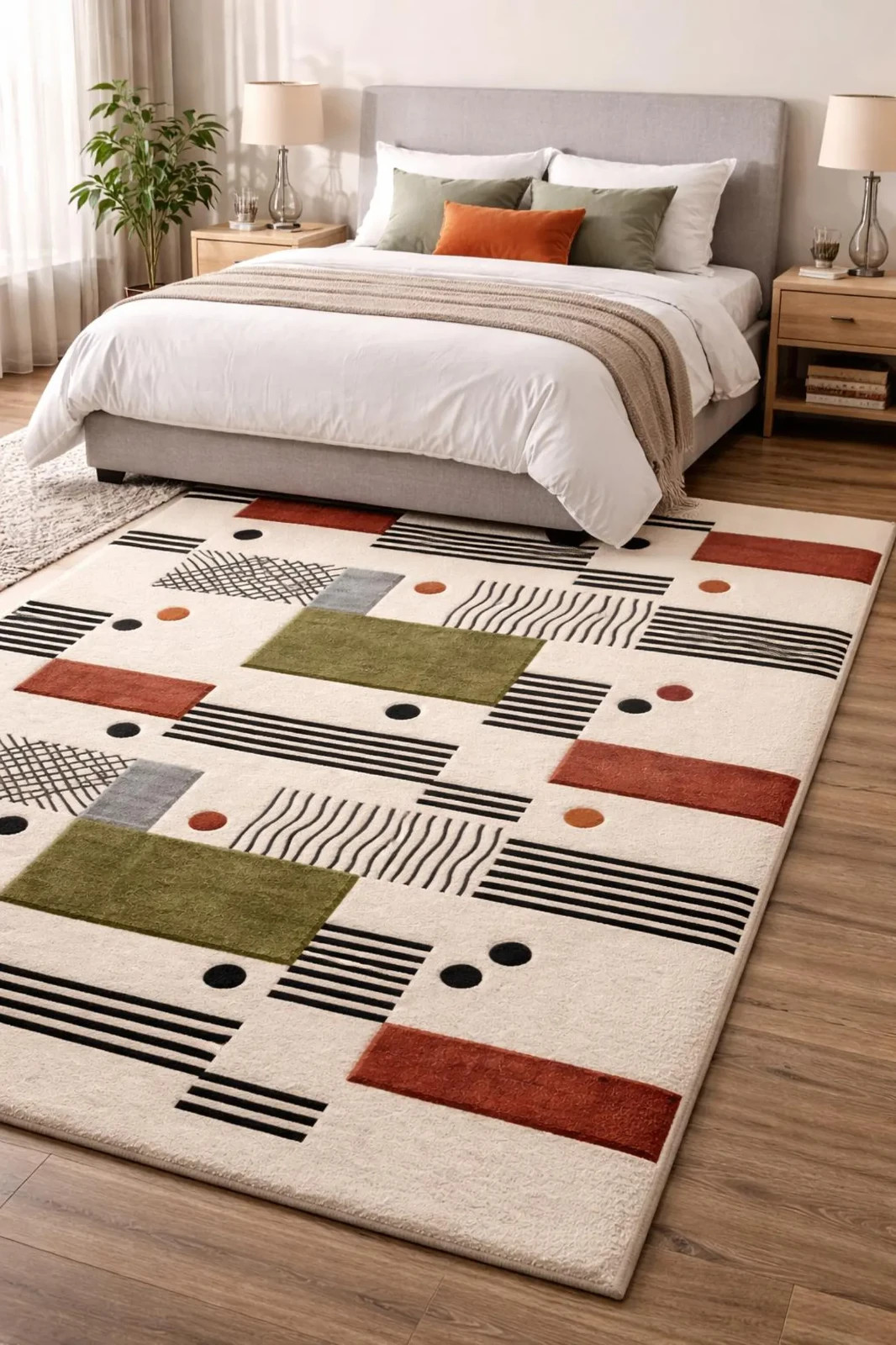 Modern Abstract Geometric Rug | Hand Tufted Wool | 3D Carved Texture Carpet.