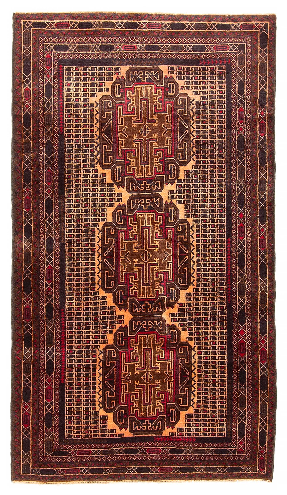 Vintage Geometric Area Rug 2’7″ x 4’10” Traditional Hand-Knotted Wool Carpet