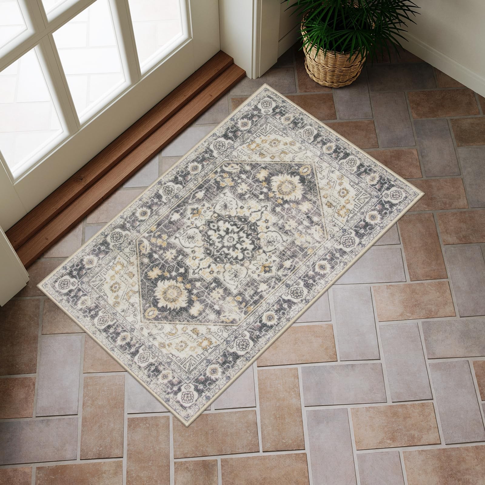 Washable Indoor Doormat, Non Slip Floor Mat 20″x32″ Small Rug Quick Absorbent…