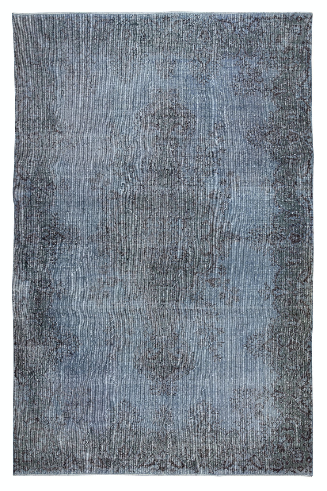 6.6×9.5 Ft Blue Color Over-Dyed Rug. Handmade Turkish Rug. Modern Home Decor