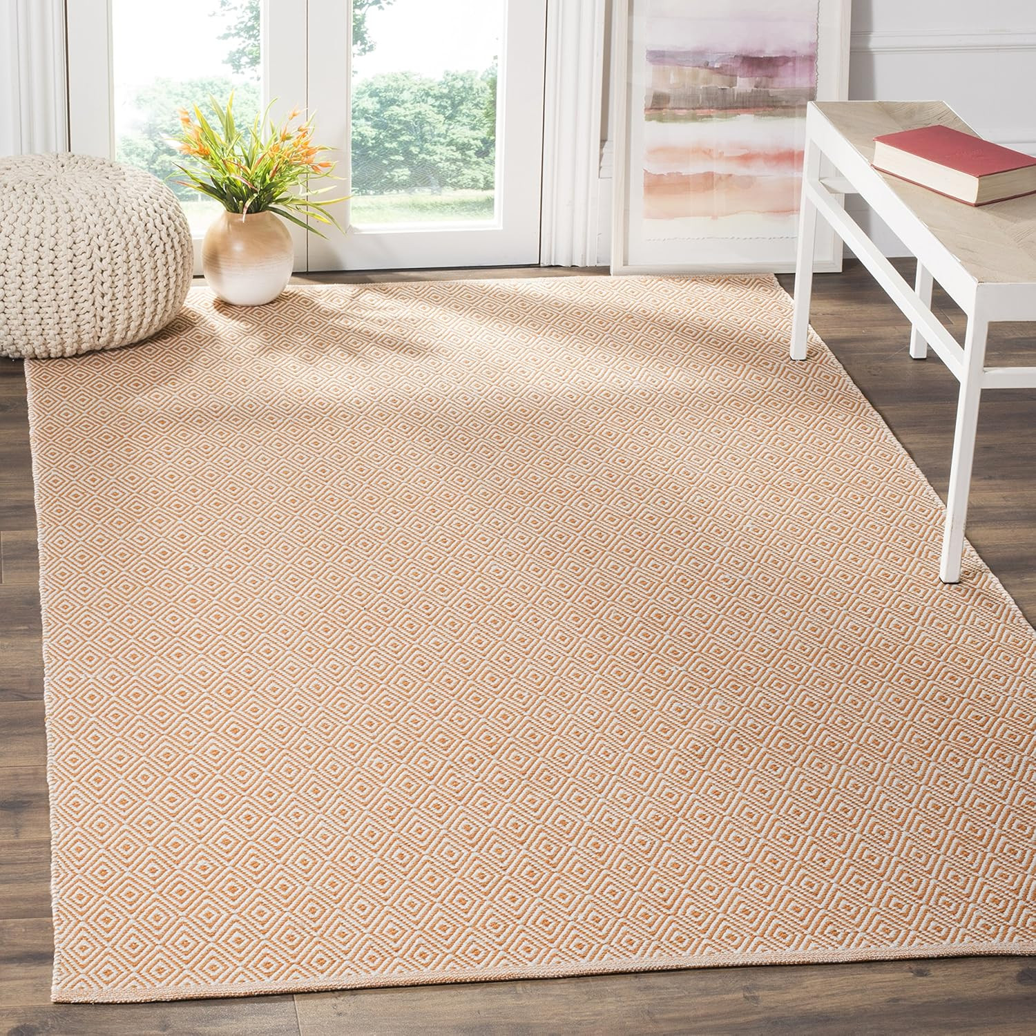 Montauk Handmade Area Rug 5′ x 8′ – Ivory & Rust for High Traffic Areas