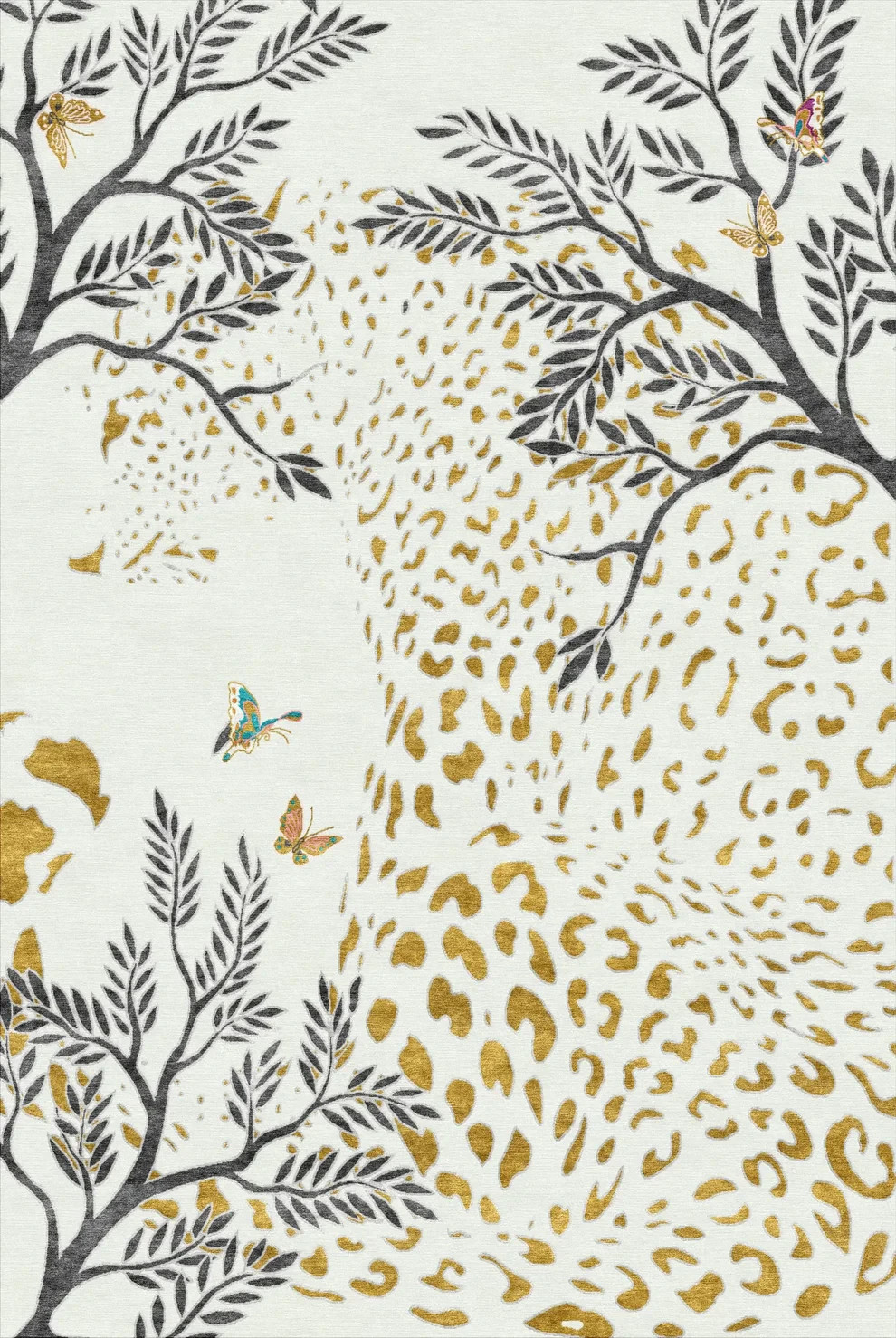 Wendy Morrison Leopard Gold Hand-Tufted Rug – Luxury Art Deco Wool & Silk Area