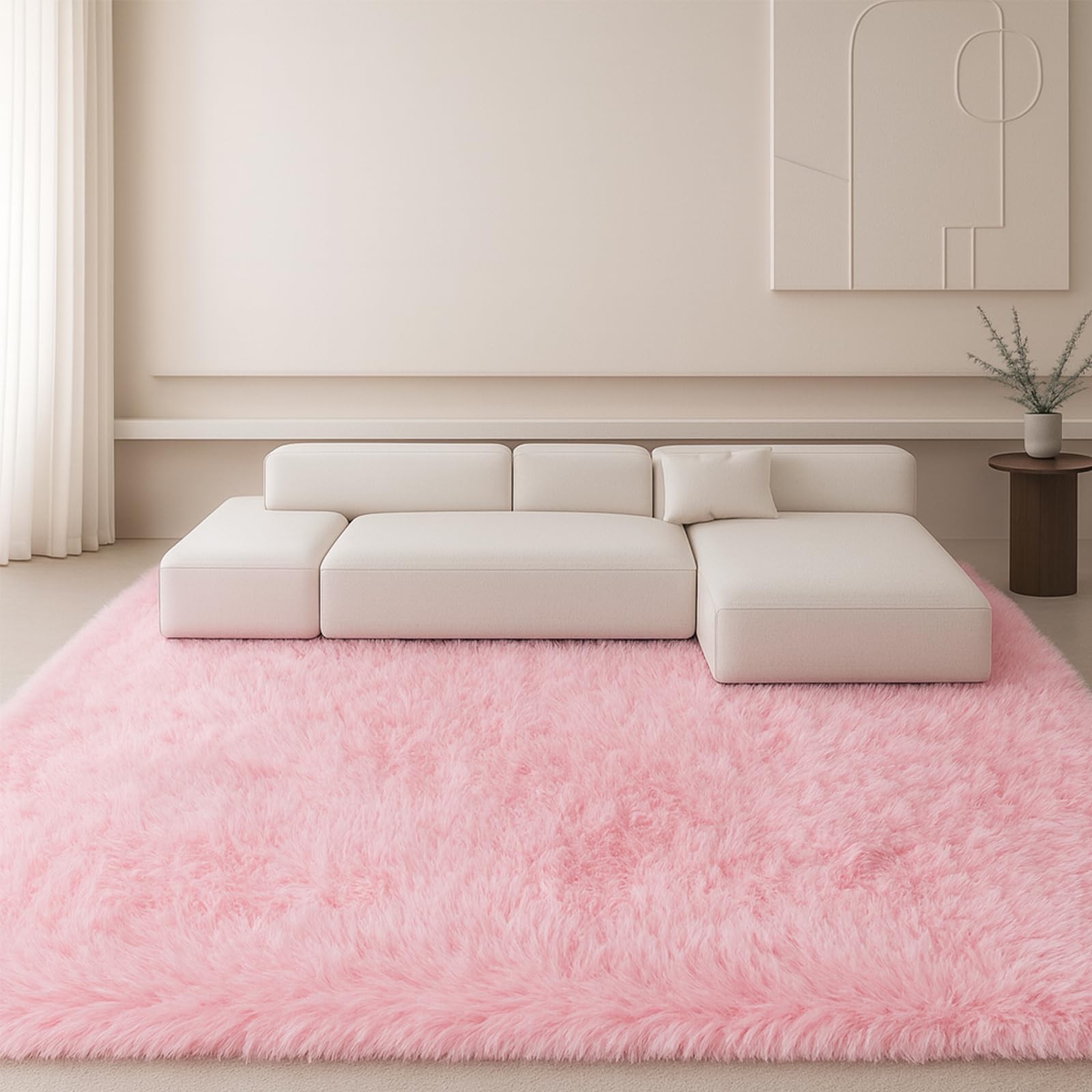 Best Fluffy Plush Shag Rug 5×7, Ultra Soft Cute Pink for Living Room Bedroom