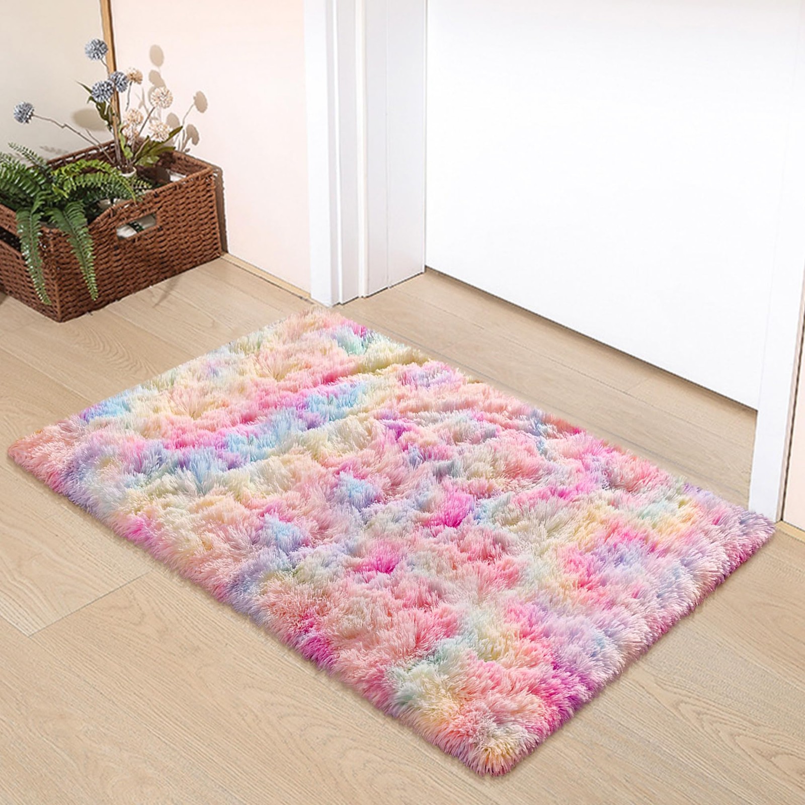 2×3 Small Area Rug Unicorn Rainbow Rugs for Girls Bedroom Soft Fluffy Shag Fu…