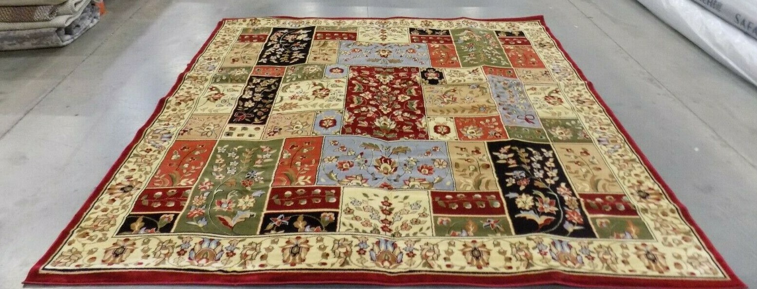 MULTI / IVORY 10′ Square Damaged Binding Rug Less Price 1172580669 LNH318A-10SQ