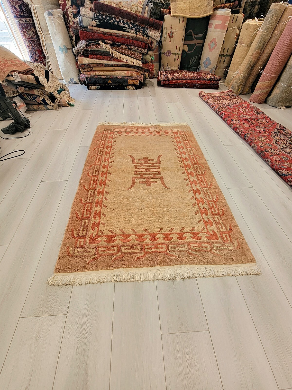 Tibetan 4’ x 6’ Oriental Hand-knotted Beige-brown Wool Area Rug