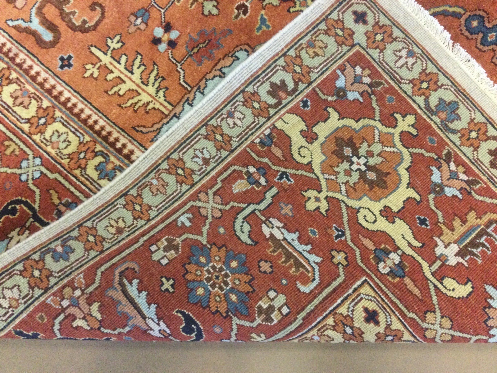 9’ X 12’ Beige Rust Hand Knotted Oriental Rug Wool Geometric Medallion Large