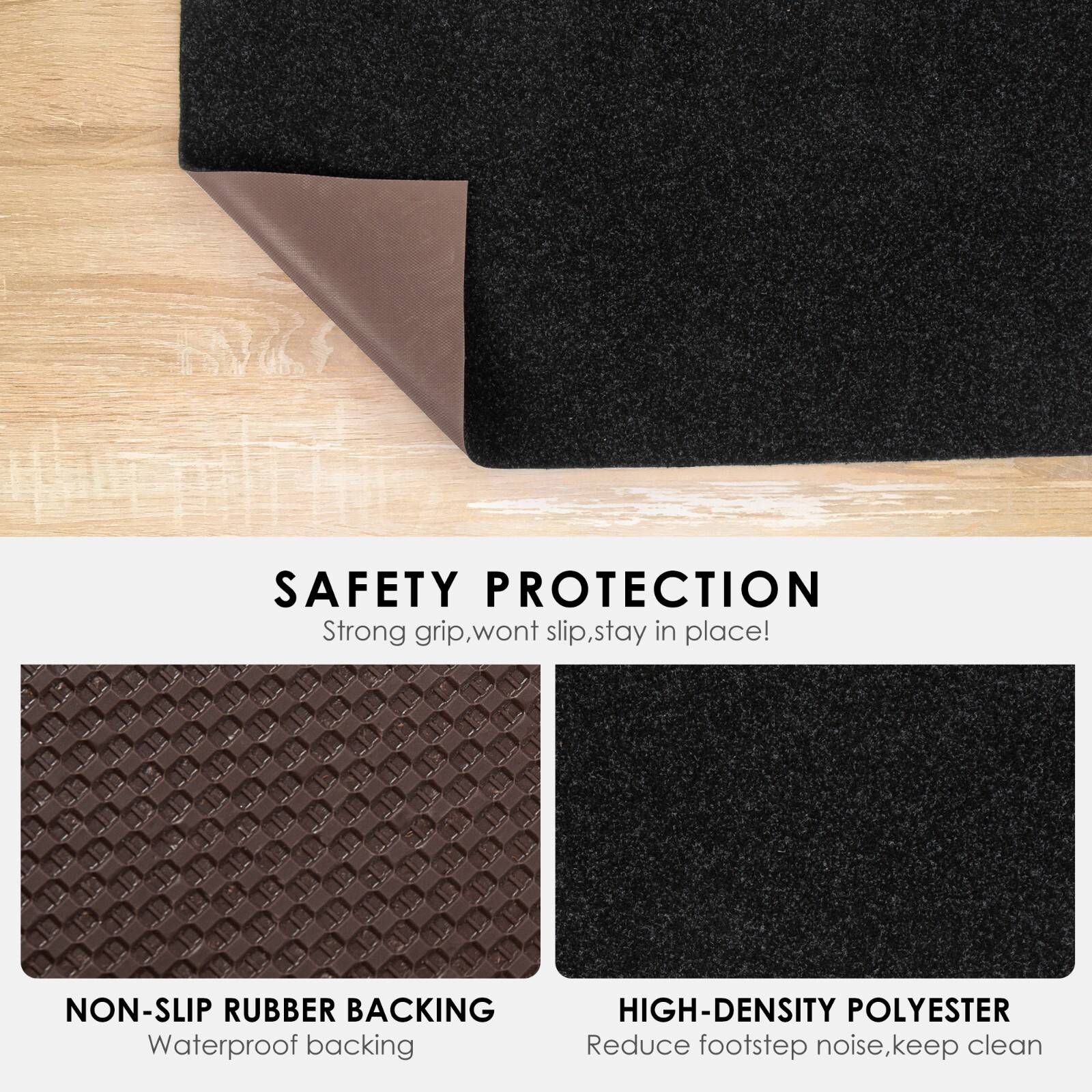 Area Rugs for Living Room or Bedroom, Black Carpet Runner Rug Indoor Mat