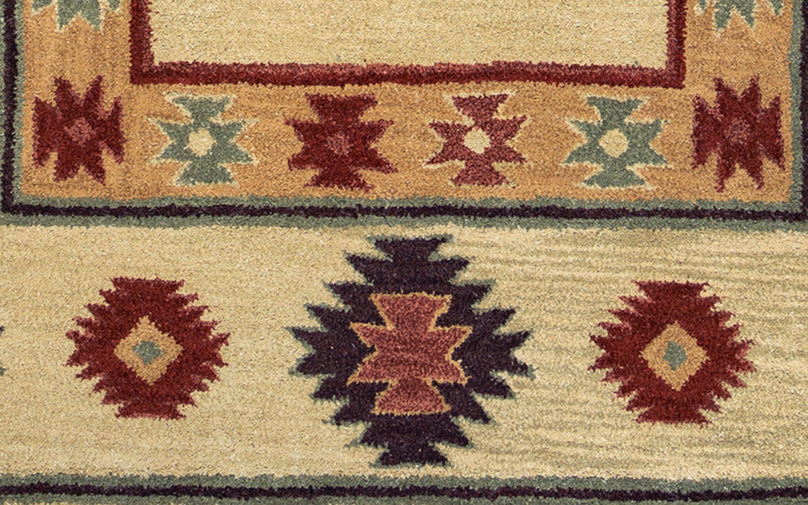 2×8 Rizzy Rugs Beige Bordered Jagged Prickly Runner SU2015 – Aprx 2′ 6″ x 8′