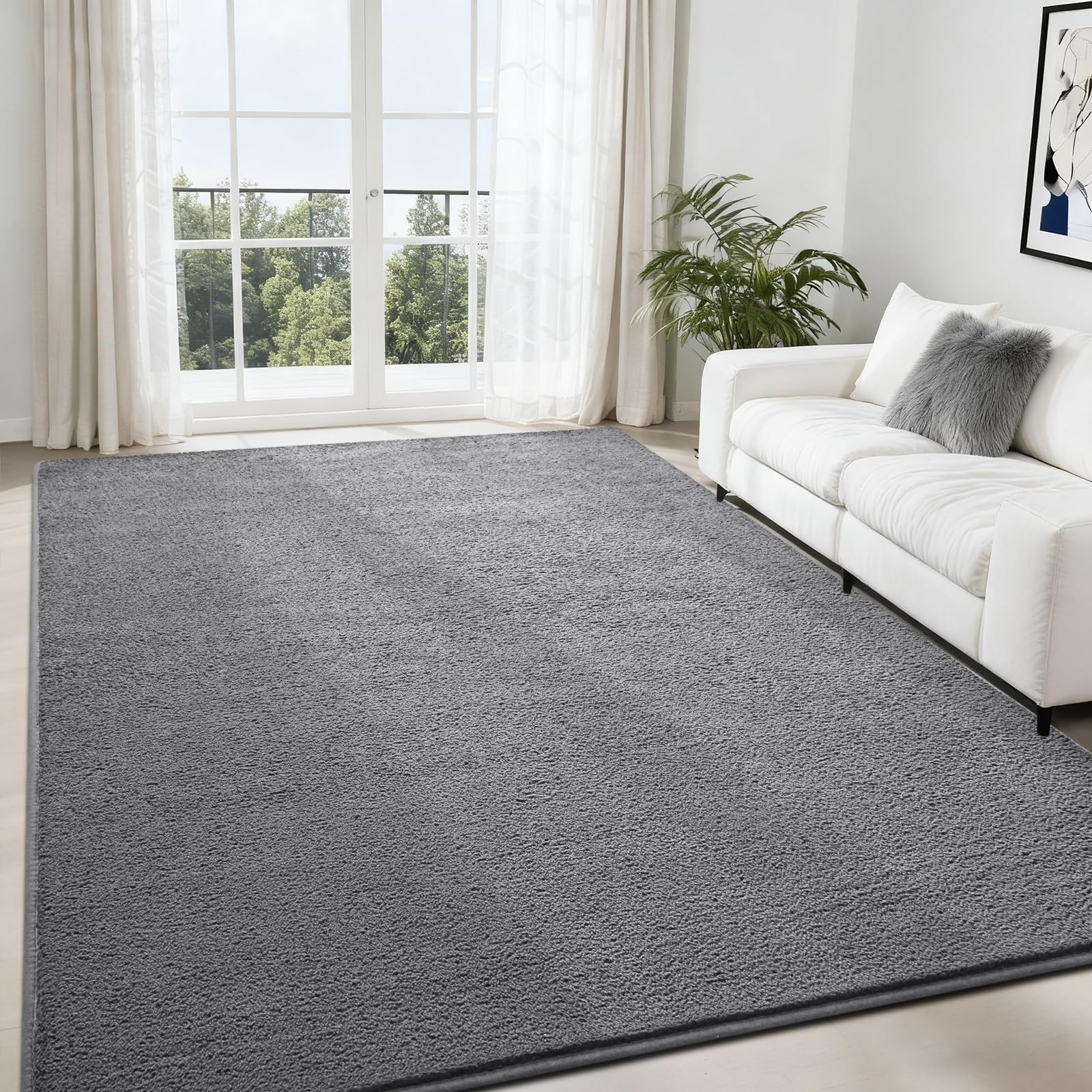 Large Modern Area Rugs for Bedroom Living Room, 4×6 Feet Grey Rug,