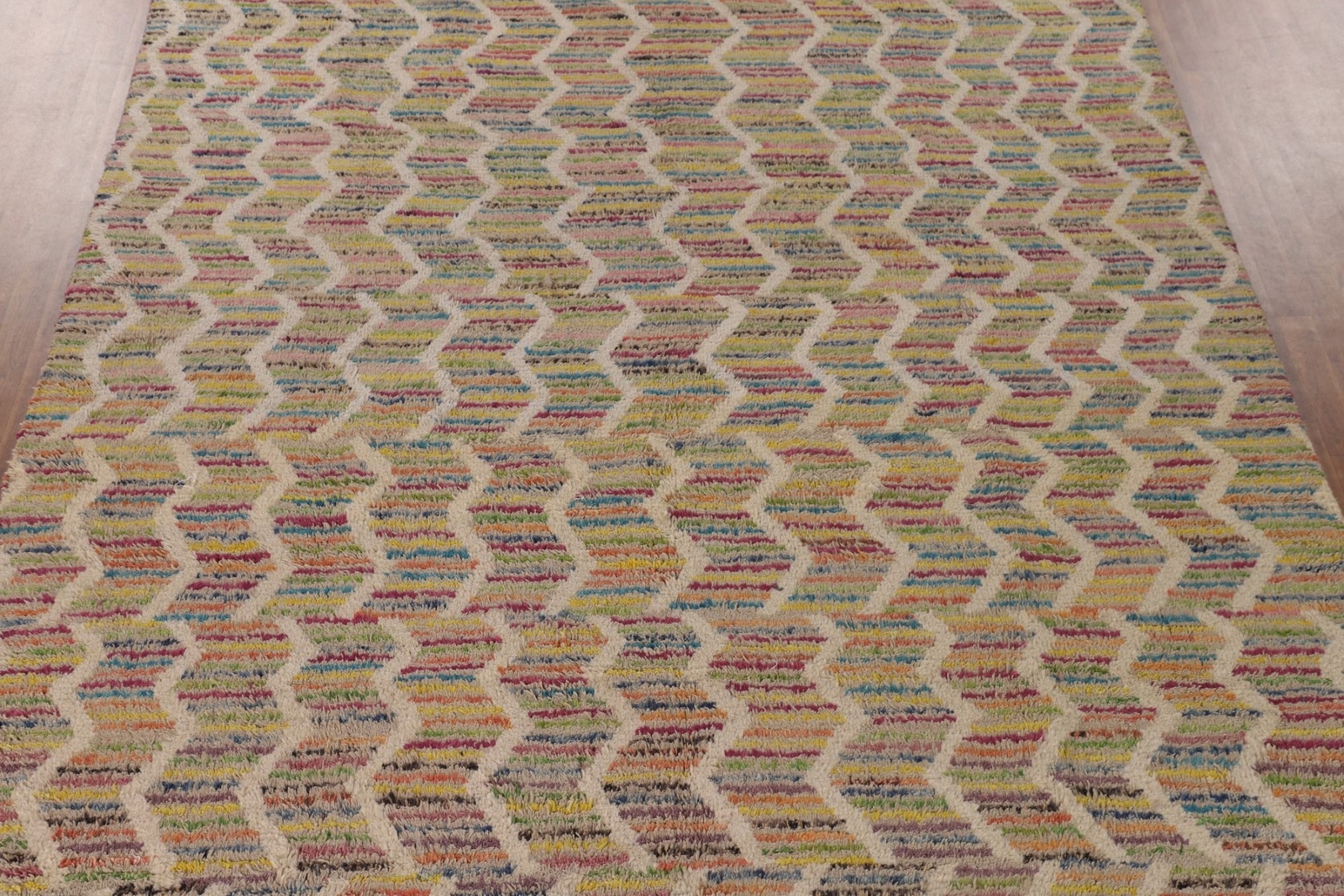 Chevron Pastel Color Wool Berber Handmade Moroccan Oriental Large Rug 9×15