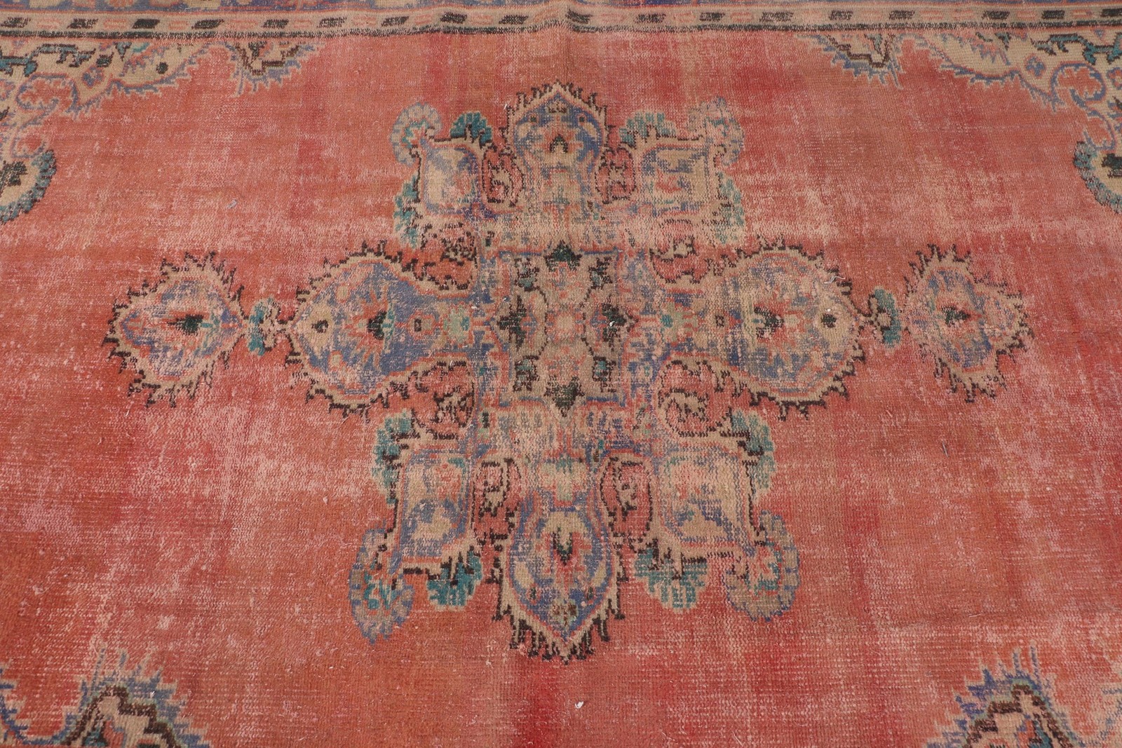 Turkish Vintage Rug, Large 5,2×8,8 ft (160×269 cm) Rug, Red Ikat Wool Rug
