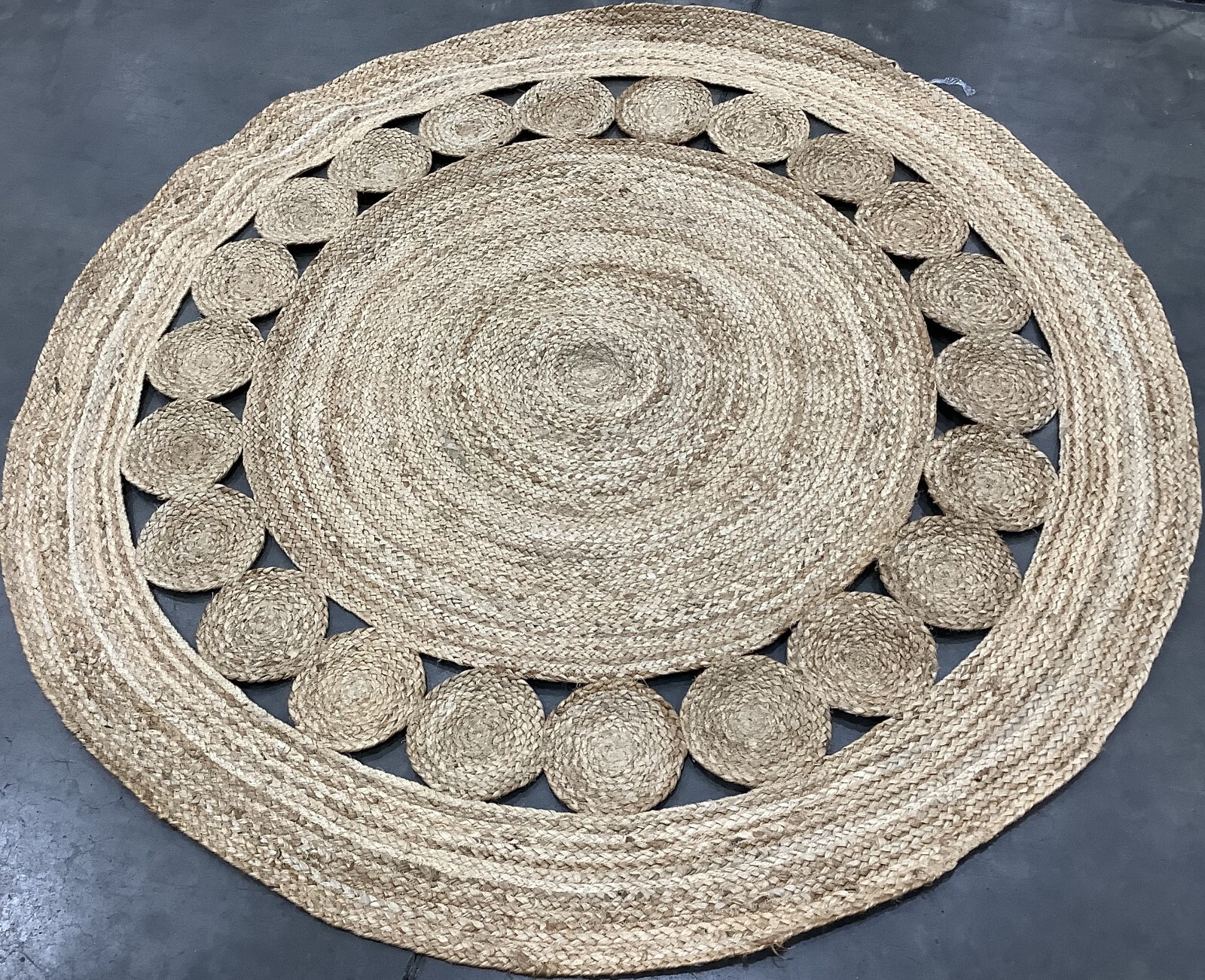 NATURAL 5′-0″ x 5′-0″ Damaged Binding Rug, Reduced Price 1172681041 NF364A-5R