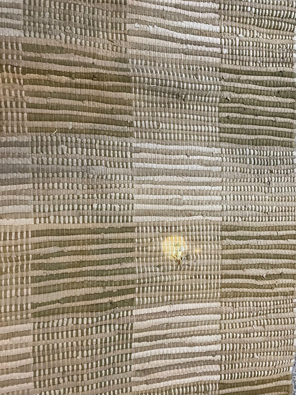 Crate & Barrel 100% Cotton 38 x 66 Olive Green & Beige Plaid Rug