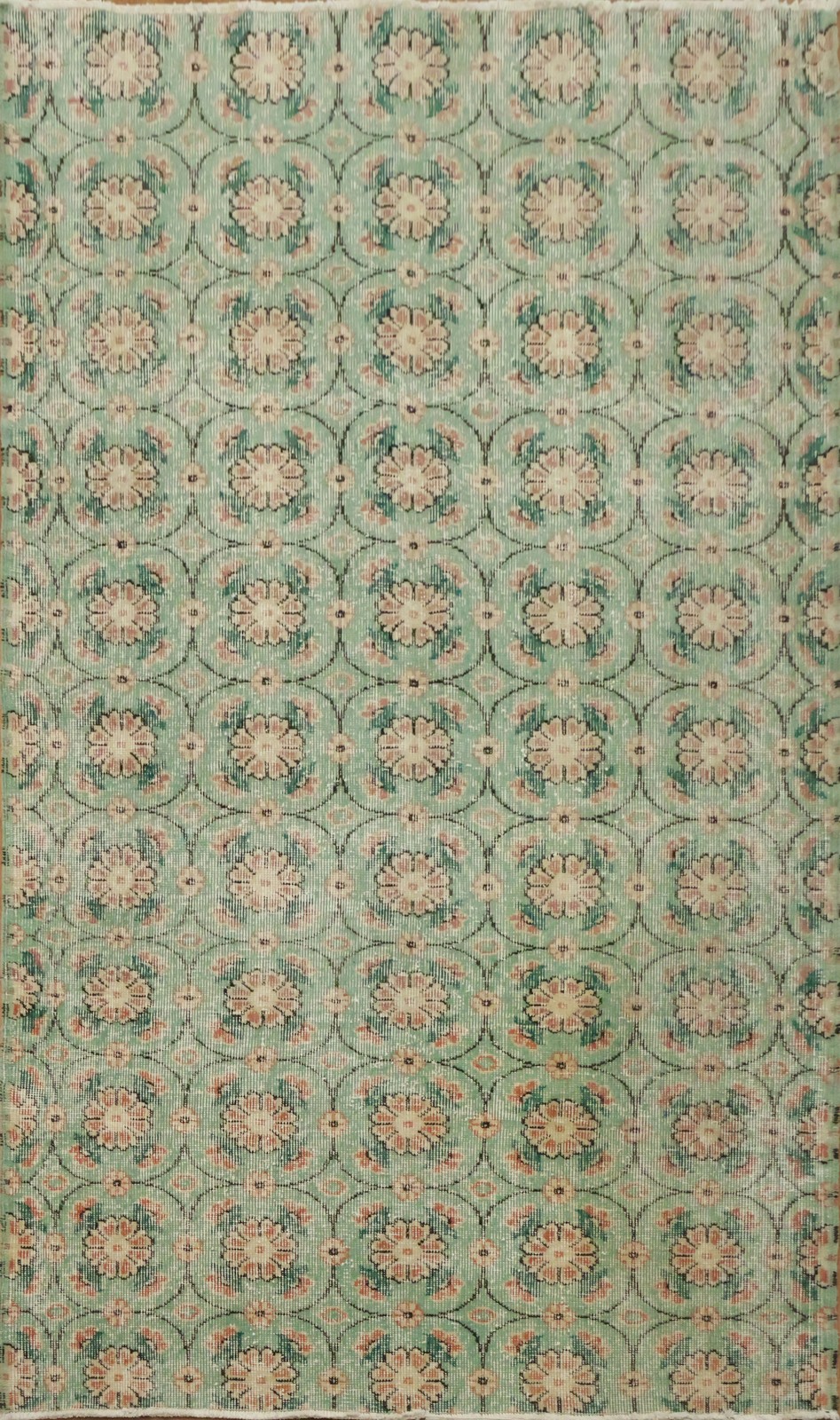 Floral Elegance Anatolian Turkish Rug 4×7 Ft Hand-Knotted Distressed Wool Carpet