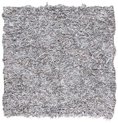 Safavieh Hand-Knotted White Leather Shag Area Rug LSG511C 8’X8′ Square