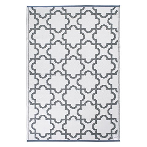 DESIGN IMPORTS REVERSIBLE OUTDOOR LATTICE WOVEN RUG, 4X6 FT – GRAY