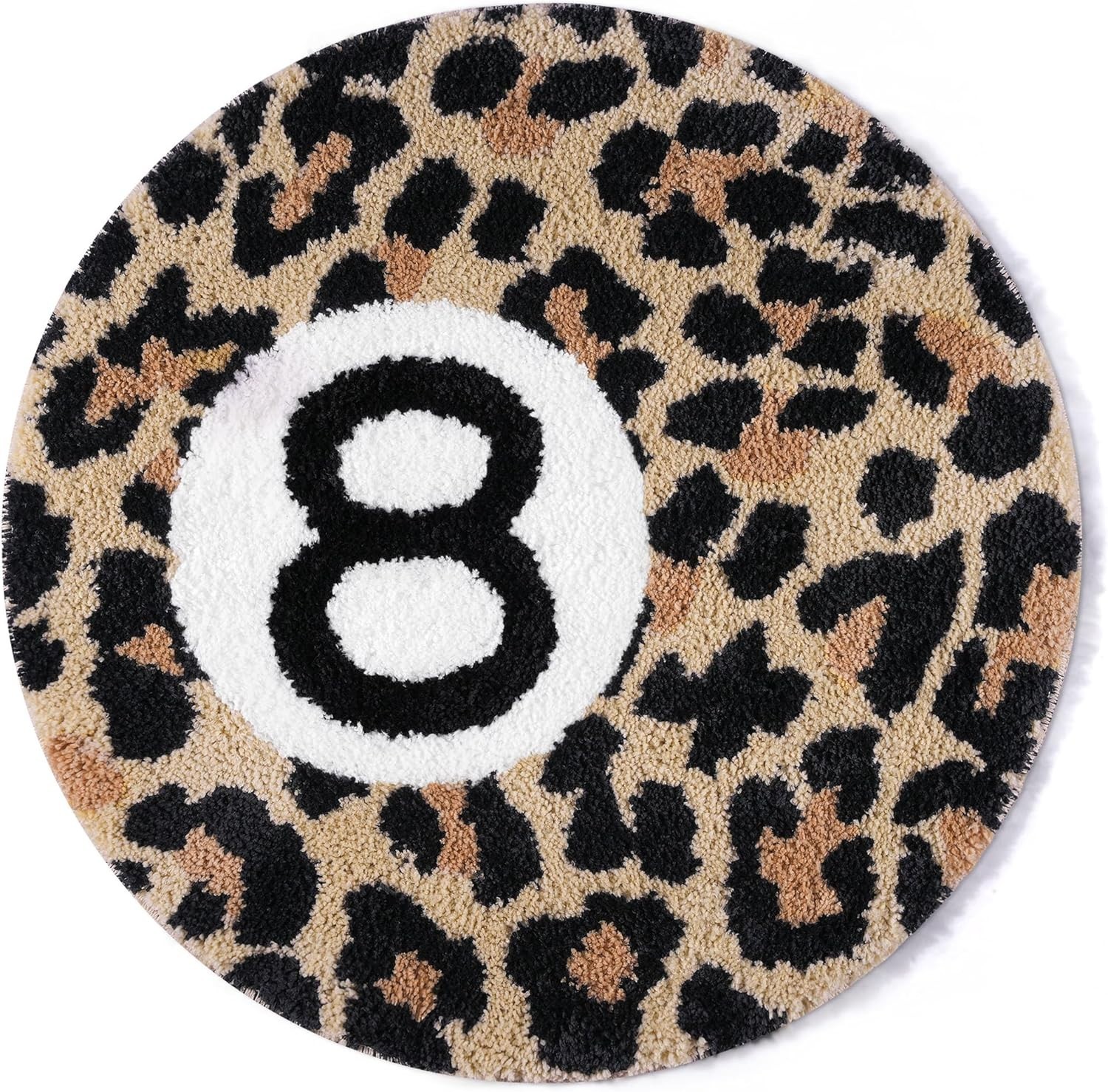 Modern Cheetah 8 Ball Rug 24″ Round Soft Plush Area Rug with Non-Slip Backing