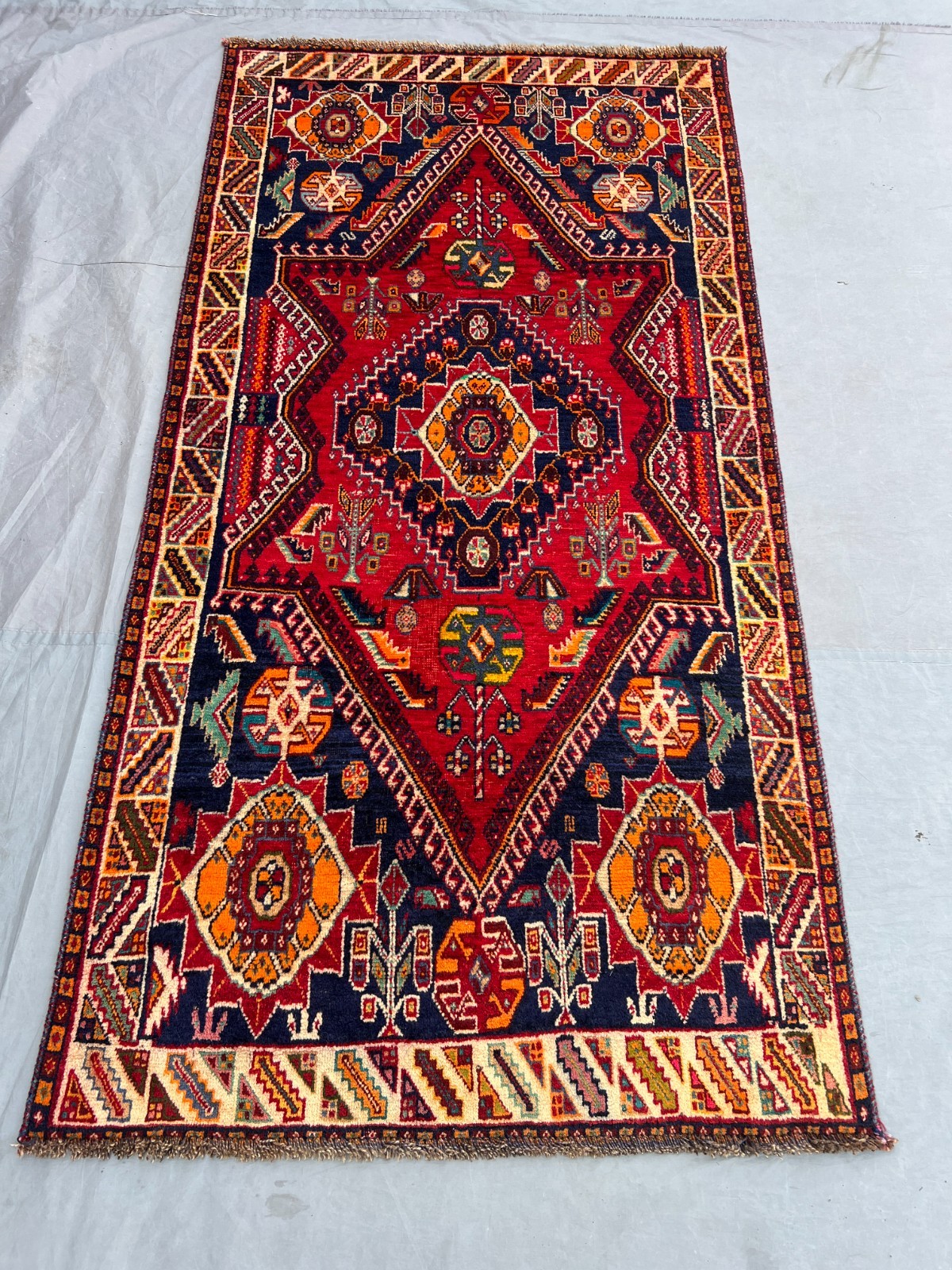 3’4″x6’4″ Ft Vintage Afghan Baluchi Hand Knotted Wool Geometric Area Rug