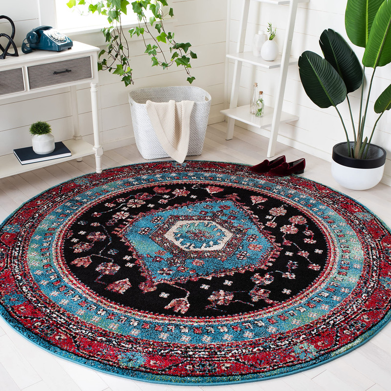 Safavieh Vintage Hamadan Collection 67 Round Turquoise/Black Vth204K