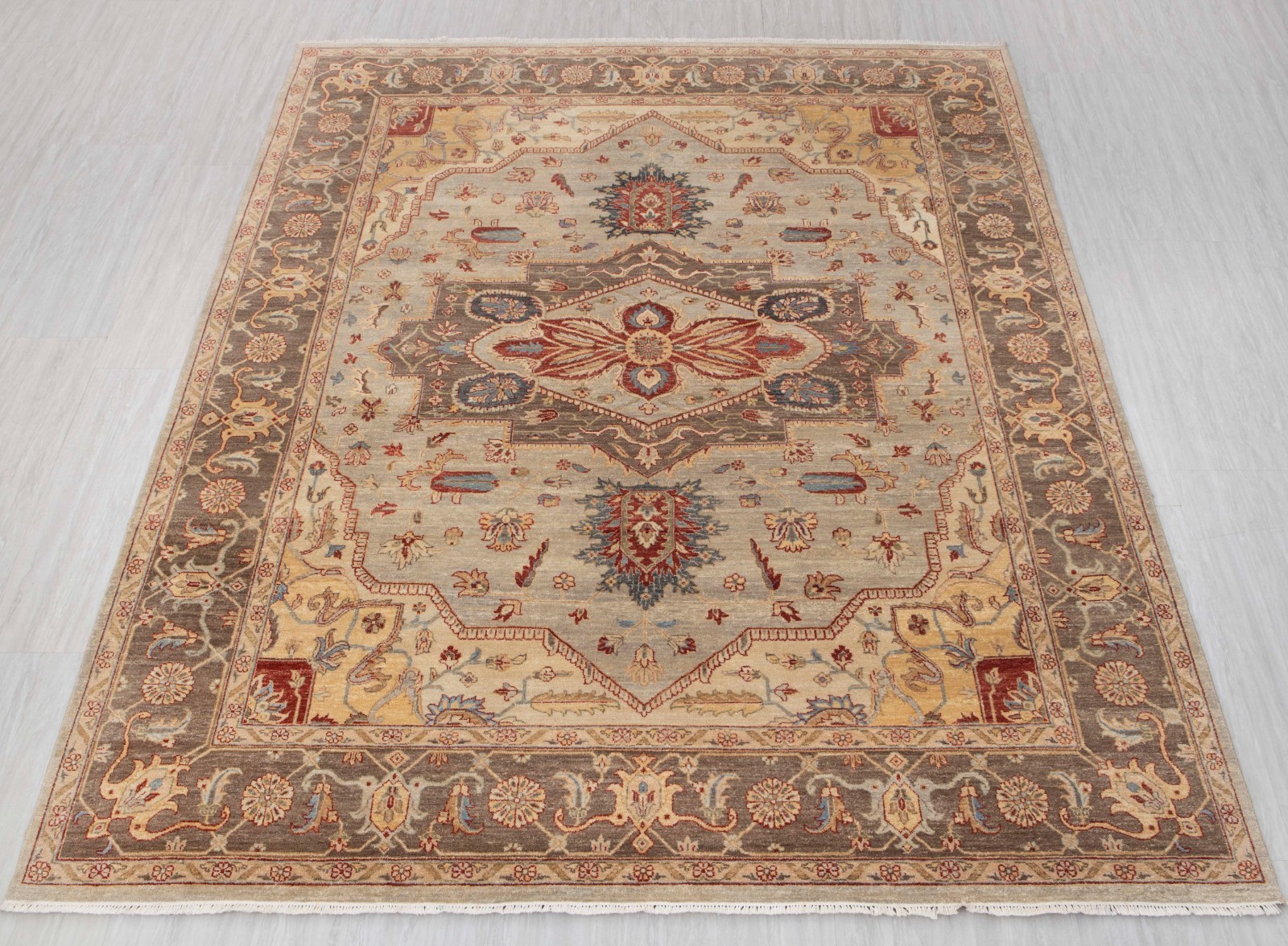 8×10 Charcoal Brown Persiann Serapi Reproduction Handmade Fine Quality Wool Rug