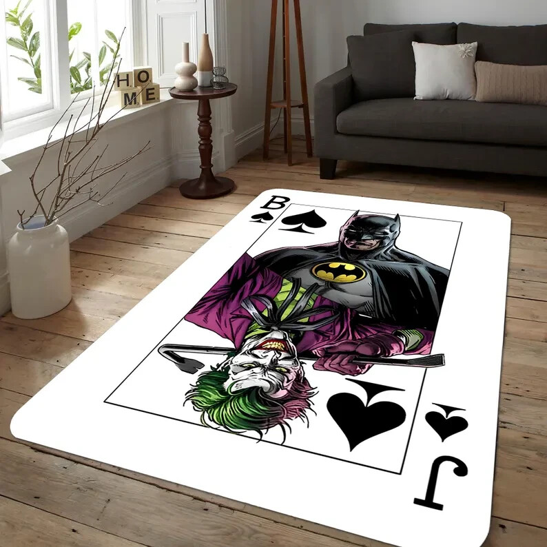 Superhero Rug – Batman & Joker Decor, Movie Poster Rug, Cinema Gift, Living Room