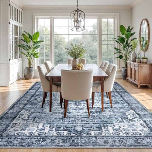 9×12 Oriental Area Rug Blue, Vintage Floral 9′ x 12′ (Rectangular) Blue White