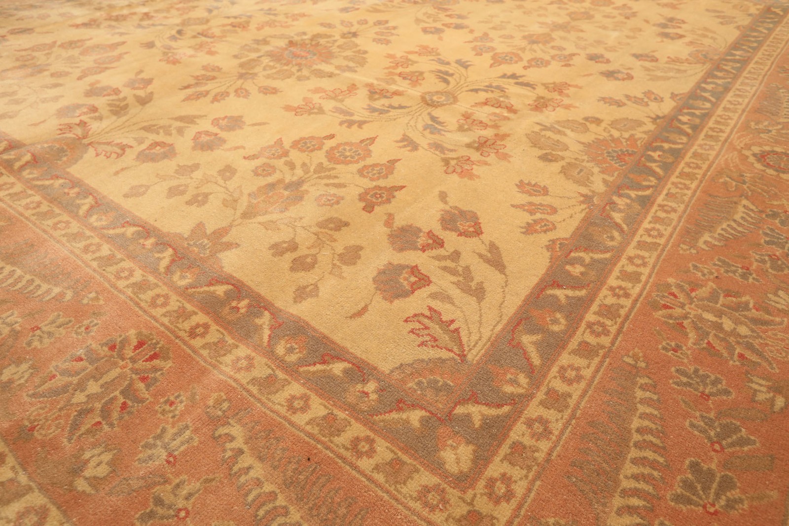 8’11”x11’6″ Hand Knotted Wool Beige Blush Oushak Silky Sheen Rare Egyptian Rug