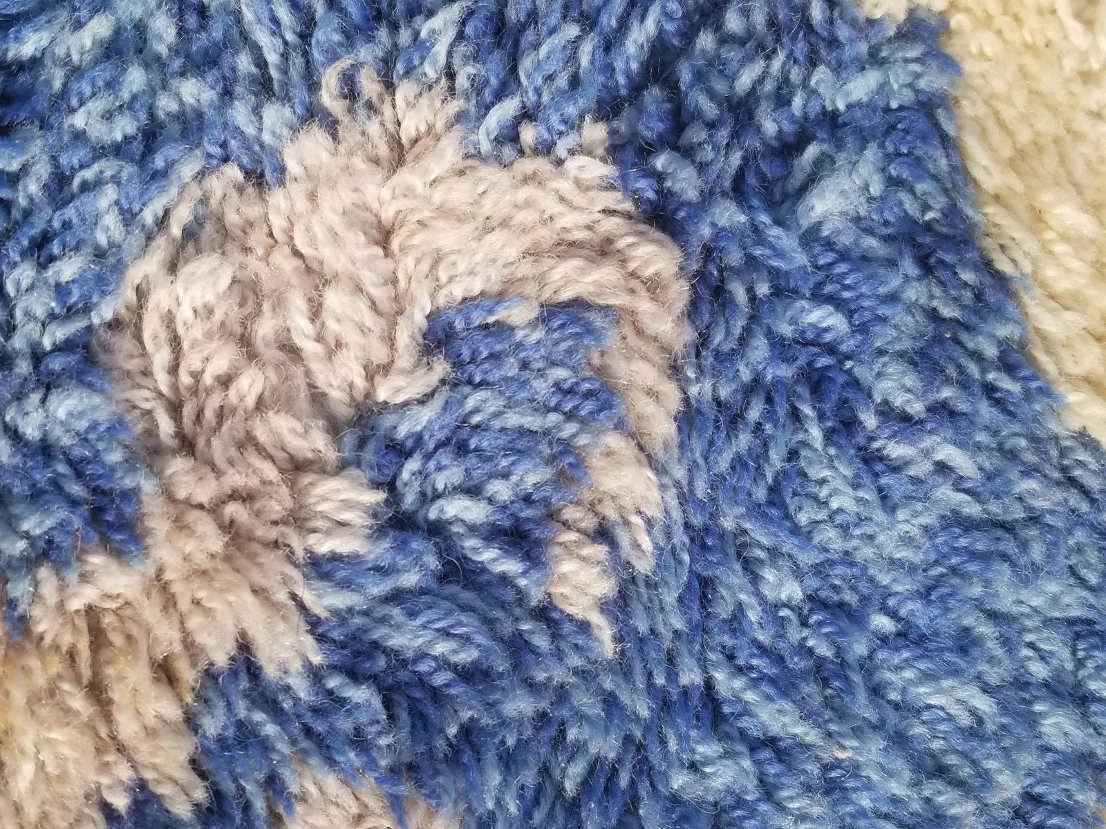 Vintage 1973 Handmade Oriental Wool Multicolor Shag Rug 37x22in