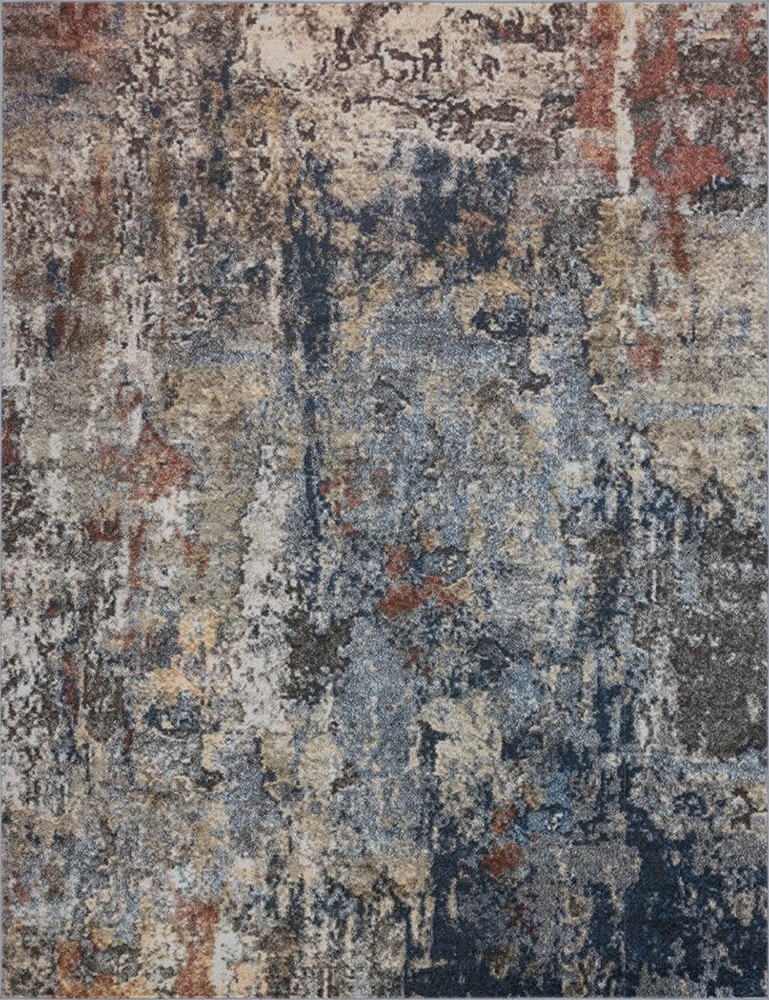 3×5 Blue VIntage Distressed Worn Faded Abstract REI1700 – Aprx 3′ 11” x 5’3”