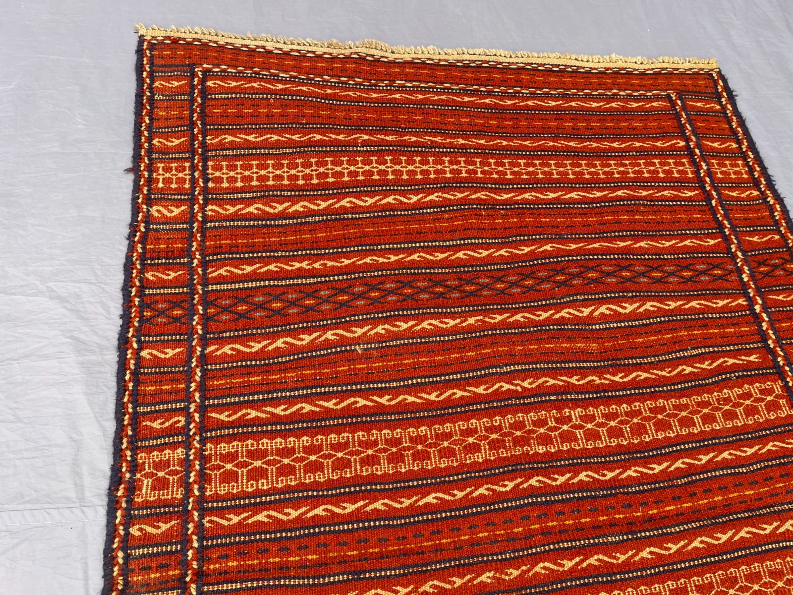 3’6 x 5’4 Ft Elegant Afghan Kilim Rug – Handmade Tribal Striped Flatweave Carpet