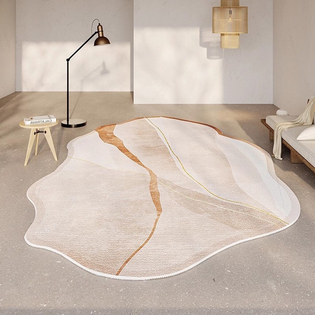 Irregular Shaped Modern Area Rug Washable No Slip Minimalist Aesthetic Carpet