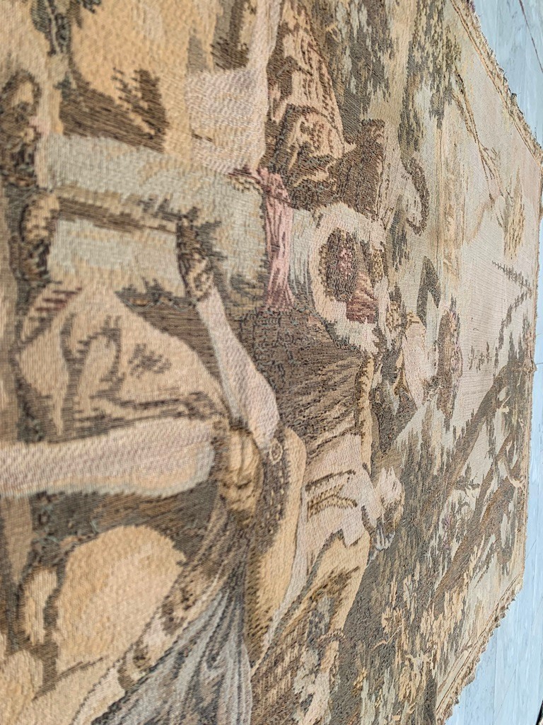Antique Romantic View Rare French Tapestry Pictorial Tapestry Home Decor 4x6ft