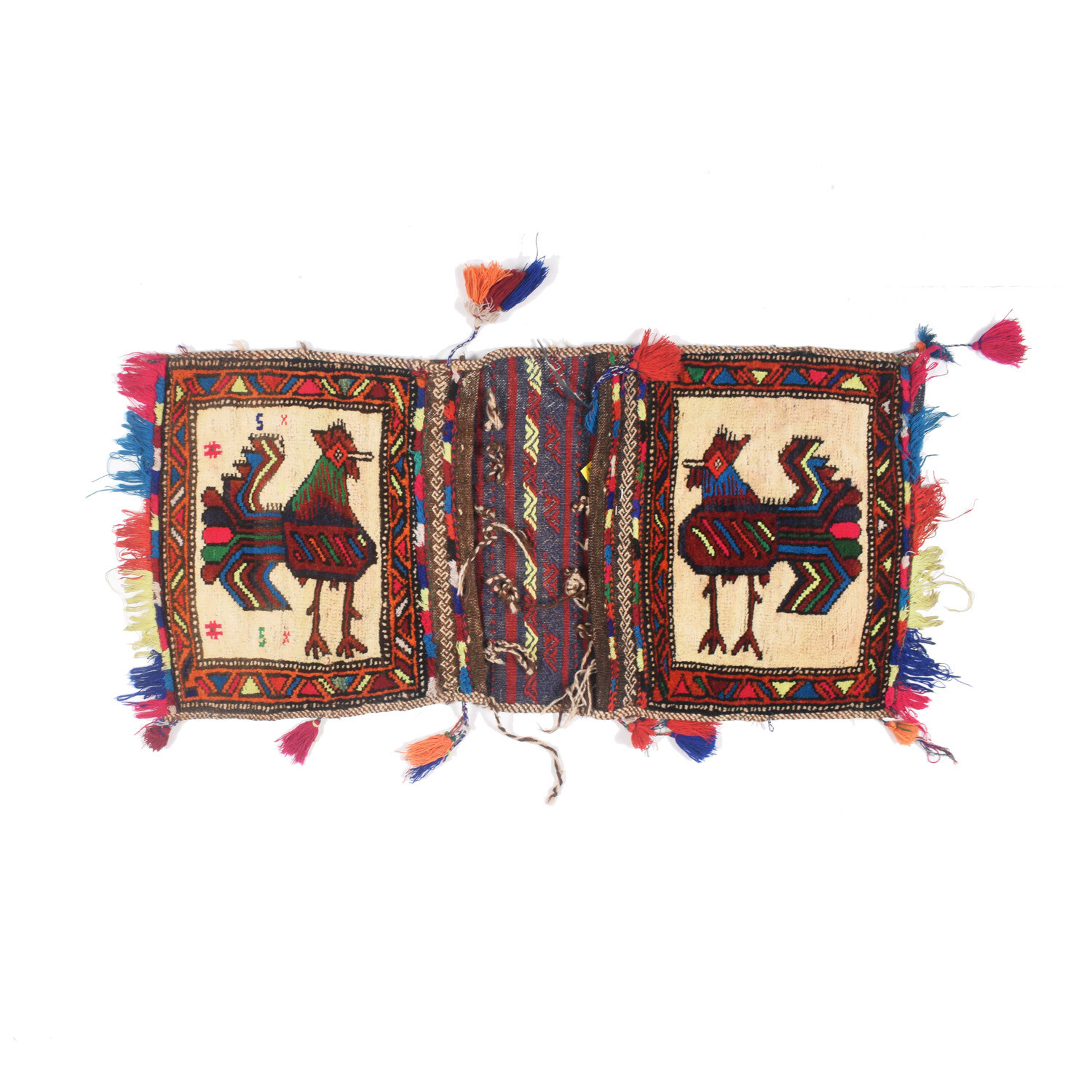 Vintage Afghan Saddle Bag Rug 1ft 5in x 3ft 2in Hand Knotted Wool – Y12892