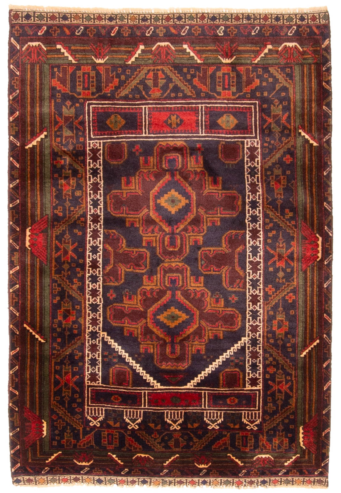 Vintage Hand-Knotted Area Rug 2’10” x 4’4″ Traditional Oriental Wool Carpet