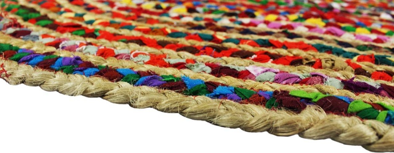 Jute Rug 2′ x 3′ Oval – Handwoven Reversible Natural Cotton
