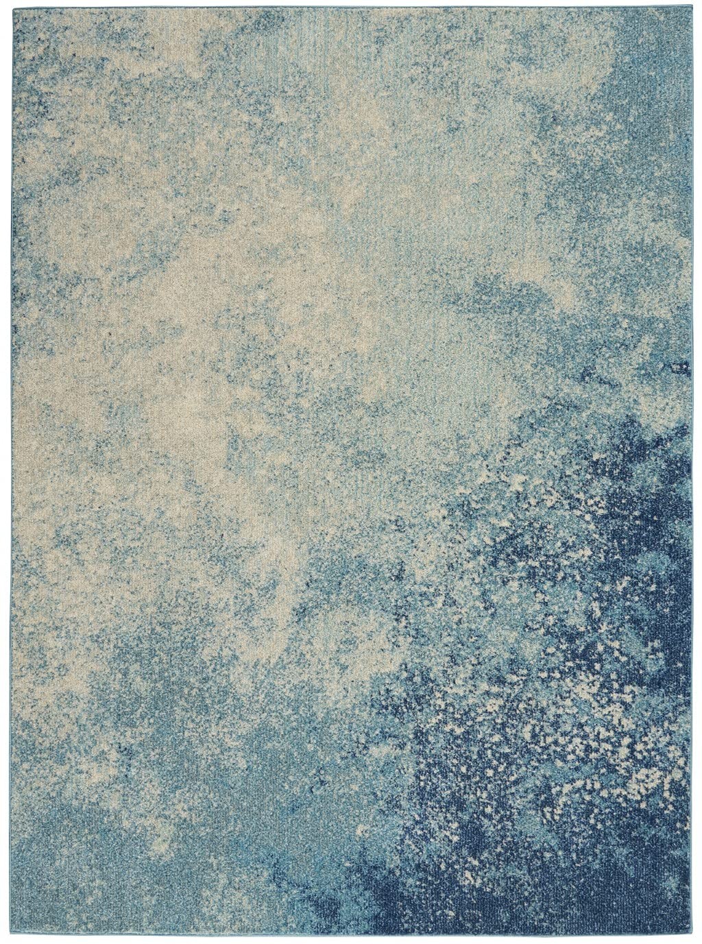 5′ X 7′ Ivory And Blue Abstract Power Loom Area Rug