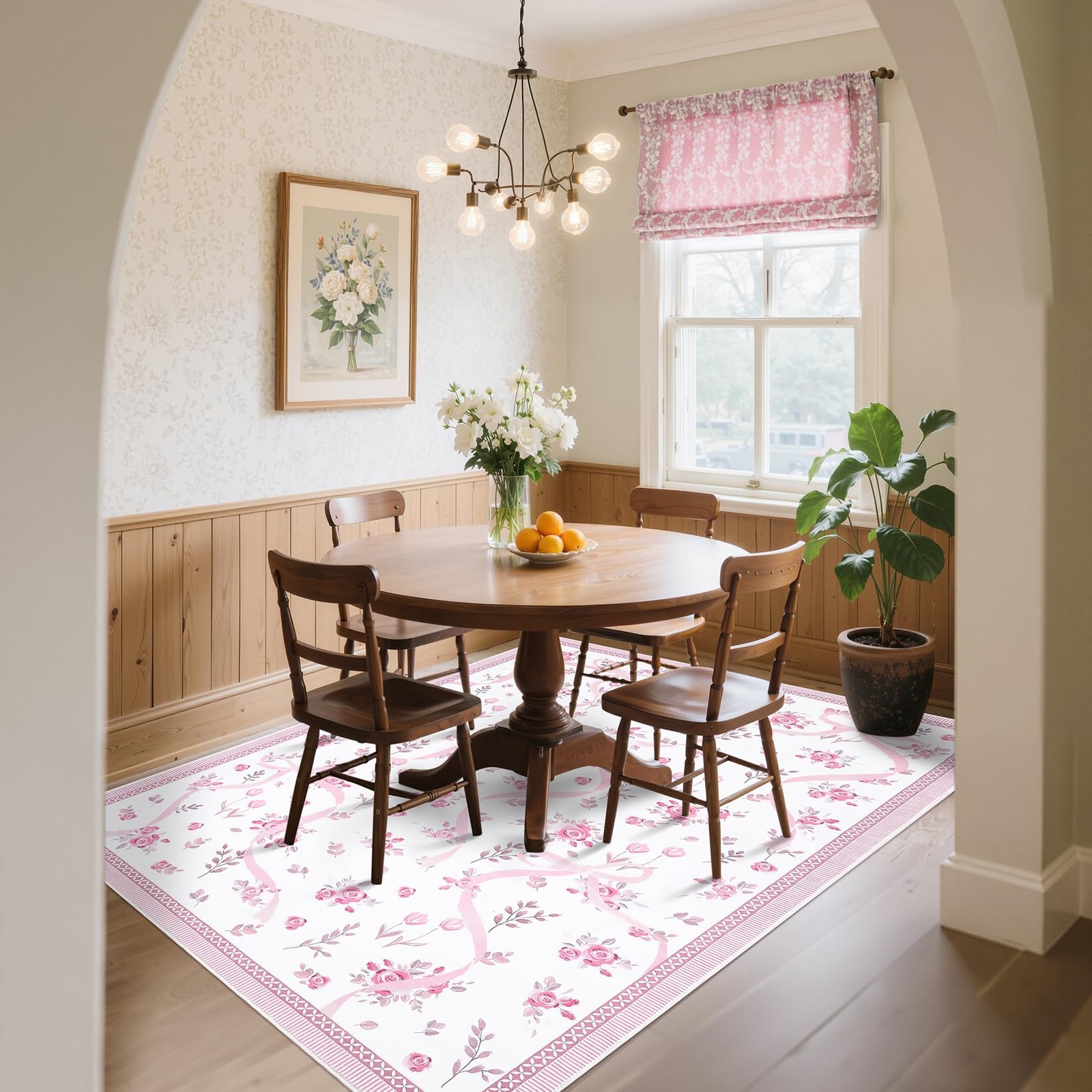 Garveehome Valentine 8X10 Pink And White Bow Rug For Living Room Pink Rugs For