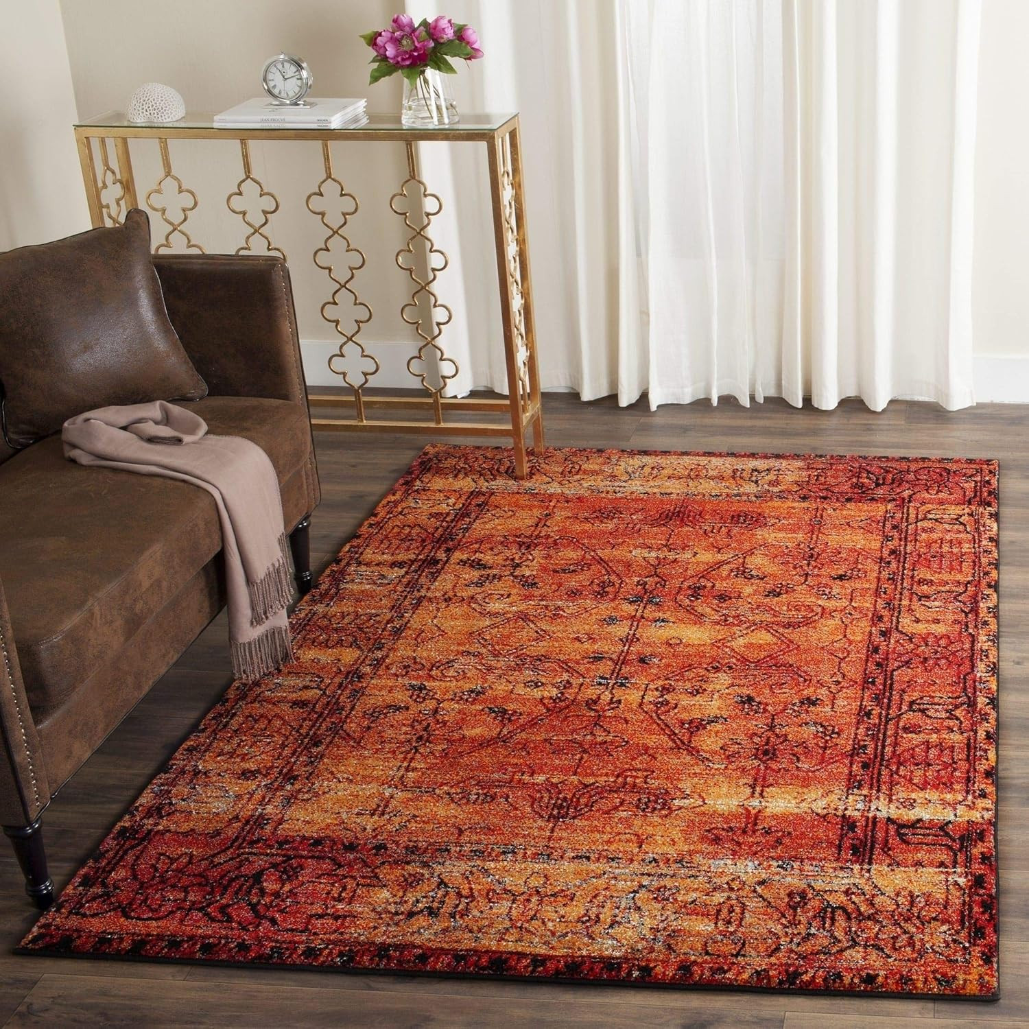 Vintage Hamadan Collection Area Rug – 5’3″ X 7’6″, Orange, Oriental Traditional