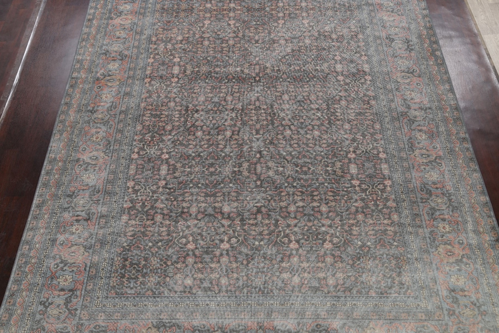 Silver Washed Living Room Turkish Floral Charcoal 10×13 ft Ziegler Rug Soft Pile