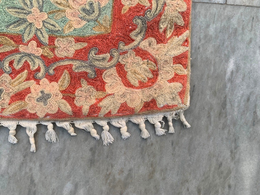 Vintage French Style Aubusson Rug Needlepoint Chain stitch Rug 2×4 ft Free Ship